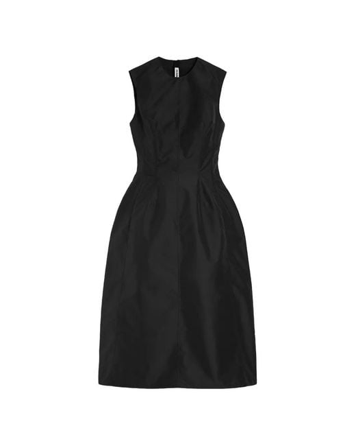 Jil Sander Black Technical Faille Midi Dress