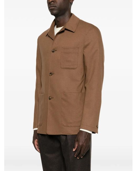 Canali Brown Patch-Pocket Jacket for men