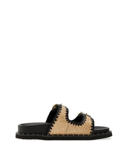 ALDO Black Woven Whipstitch-Trim Slides