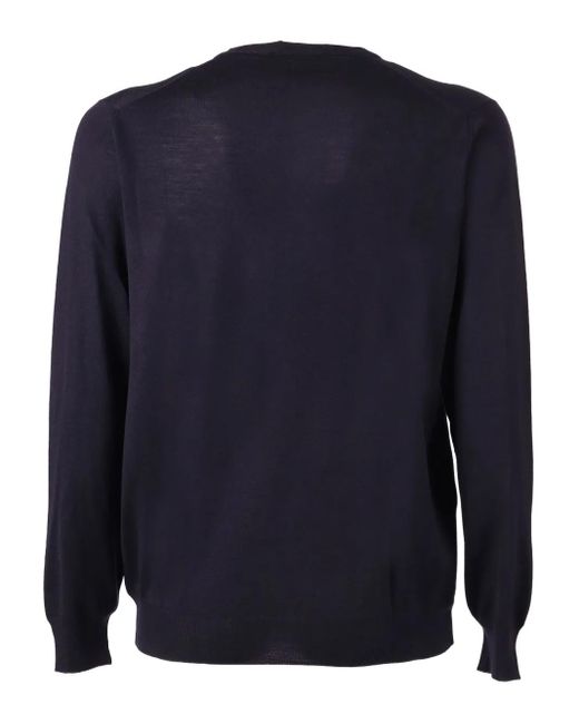 Fedeli Blue V-Neck Sweater for men