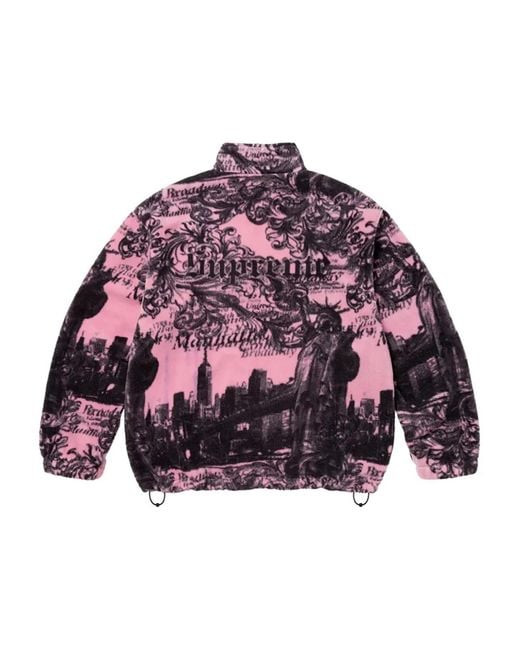Supreme Red Graphic Fleece Jacket for men
