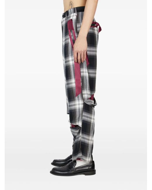 Sulvam Black Checked Trousers for men
