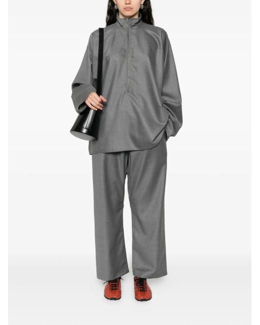 Sofie D'Hoore Gray Half-Zip Blouse