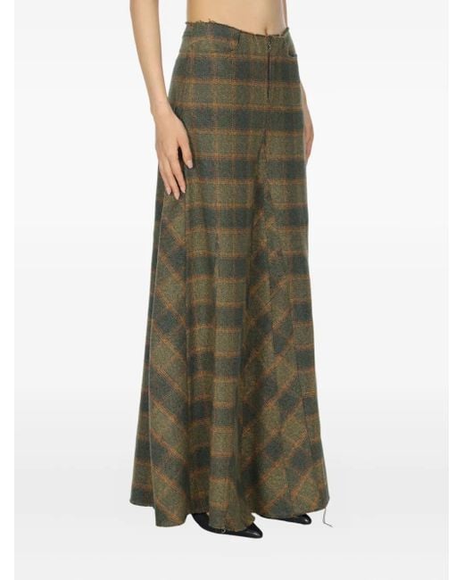 Our Legacy Check-pattern Pleated Skirt Green