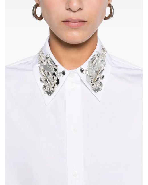 Alexander McQueen White Embellished-Collar Shirt