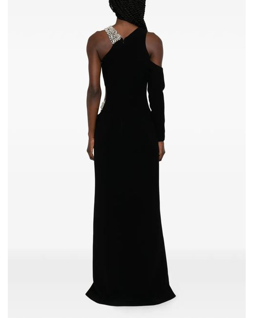 Jean Louis Sabaji Black Crystal-Embellished Cut-Out Dress