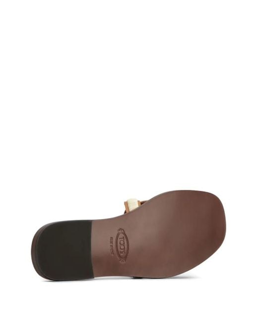 Tod's エンブロイダリーレザーサンダル Natural