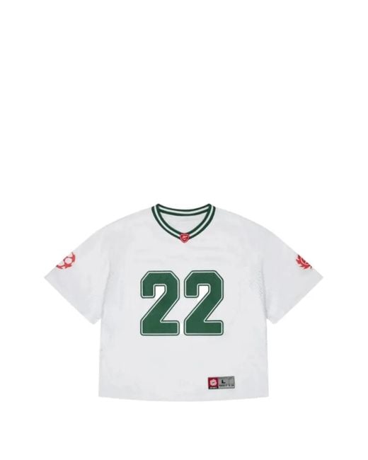 BROKEN PLANET White Billboard Football Mesh T-Shirt
