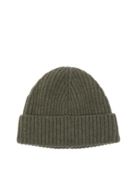 Loewe Green Logo-Patch Beanie Hat
