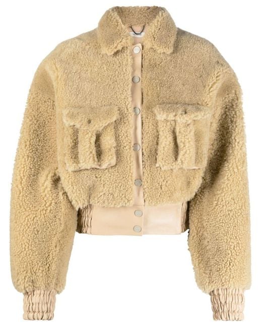 The Mannei Parla Shearling Bomber Jacket in Natural | Lyst UK