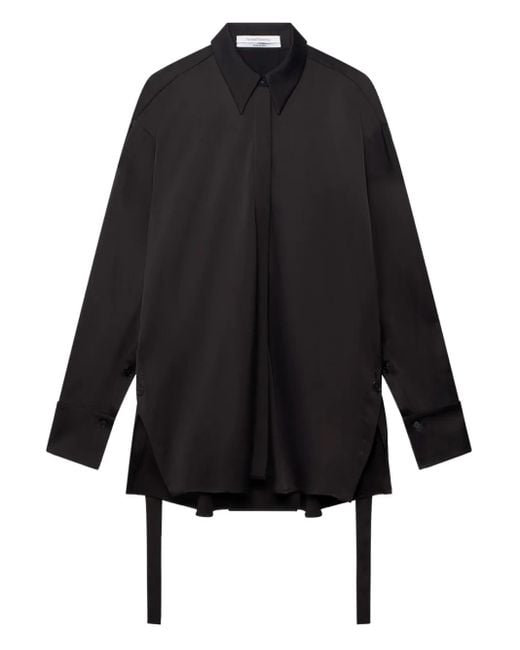 Another Tomorrow Black Button-Detail Shirt