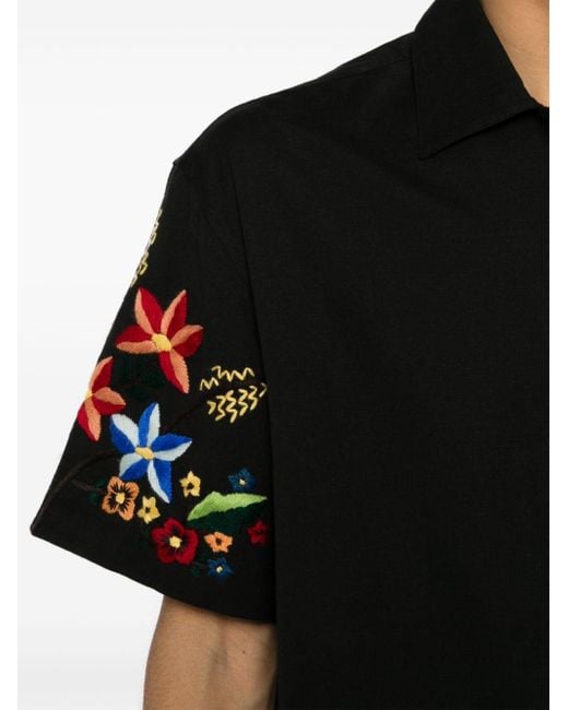 Camisa Idris con bordado floral YMC de hombre de color Black