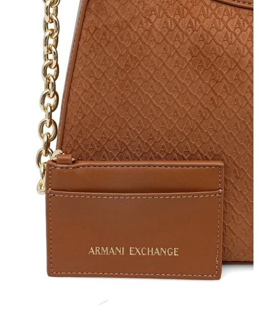 ARMANI EXCHANGE Brown Monogram-Pattern Shoulder Bag