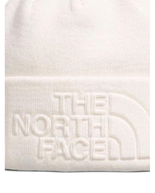 The North Face White Embossed Logo Beanie for men