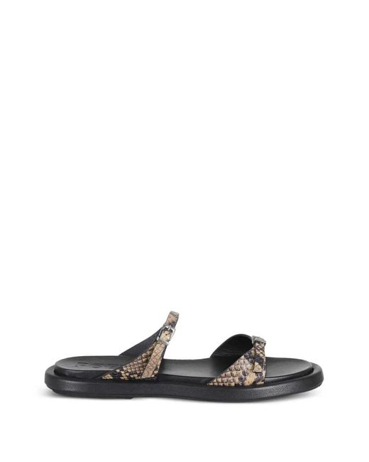 Poeve White Laila Snakeskin-Effect Sandals