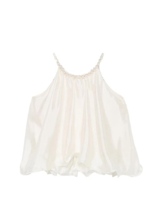 Paperlace White Faux-Pearl Layered Top