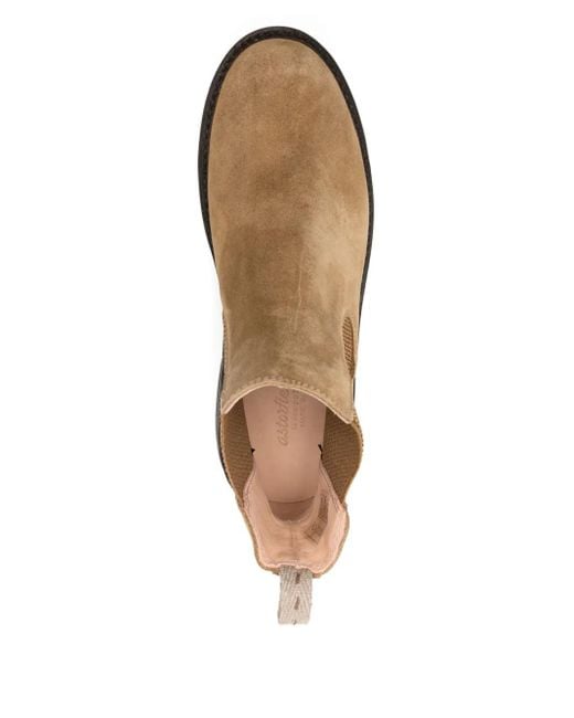 Astorflex Brown Elastic-Panel Suede Chelsea Boots for men