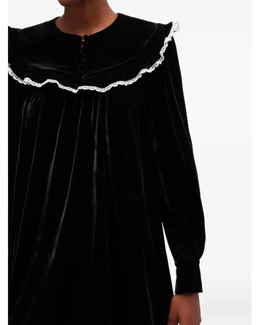 Ganni Black Velvet Dress