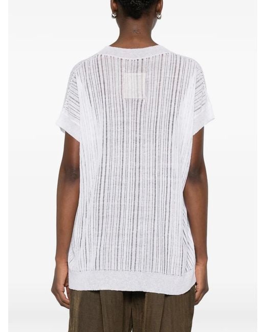 Uma Wang White V-Neck Knitted Top