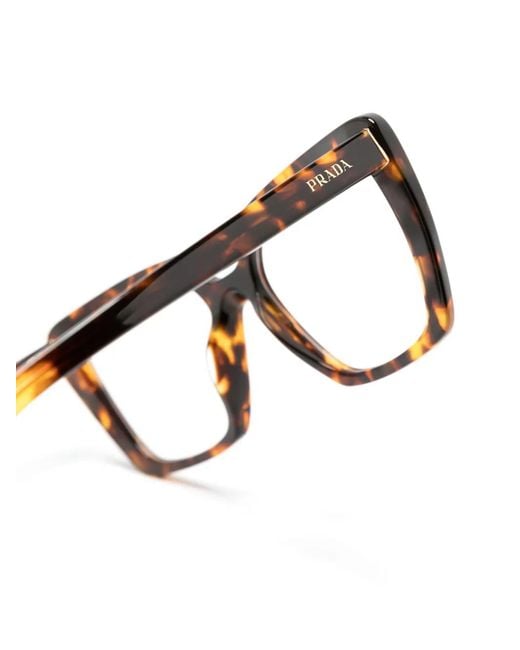 Prada Brown Square-Frame Tortoiseshell-Effect Glasses