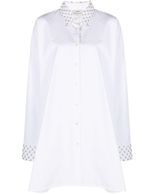 Forte Forte White Bead-embellished Cotton Shirt Dress