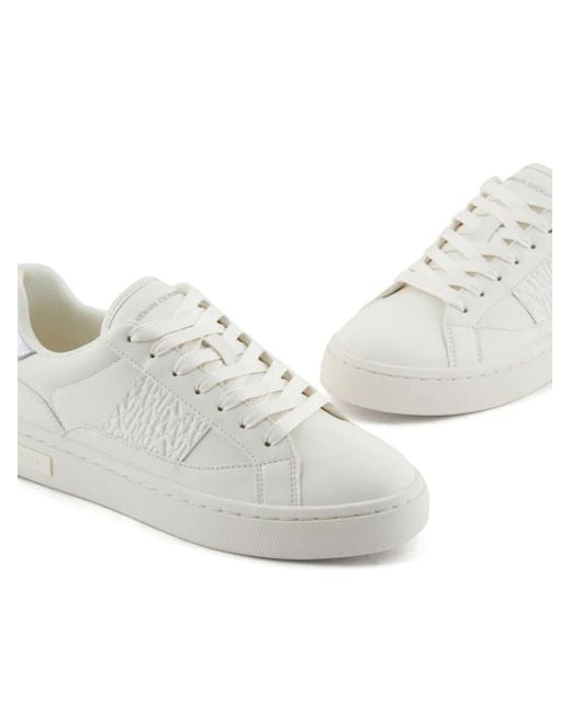 ARMANI EXCHANGE White Logo-Embossed Sneakers