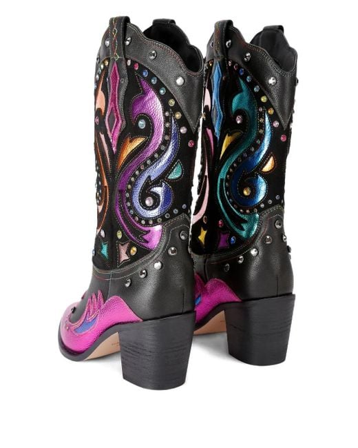 Kurt Geiger Purple 65Mm Kensington Crystal-Embellished Cowboy Boots