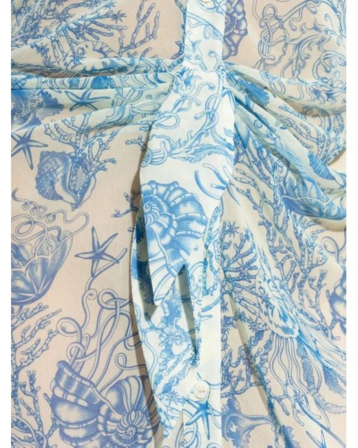 Versace Blue Maxikleid Mit Barocco-Print