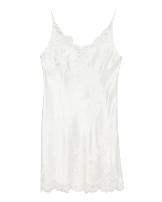 Carine Gilson White Lace V-Neckline Slip