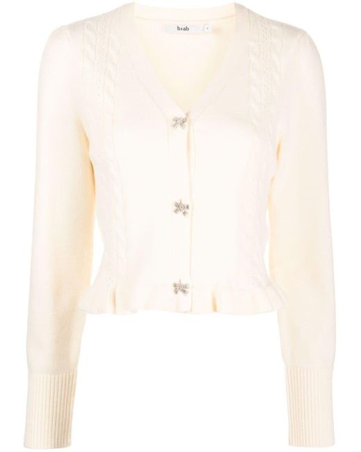 B+ AB Natural Bow Button-embellished Cardigan