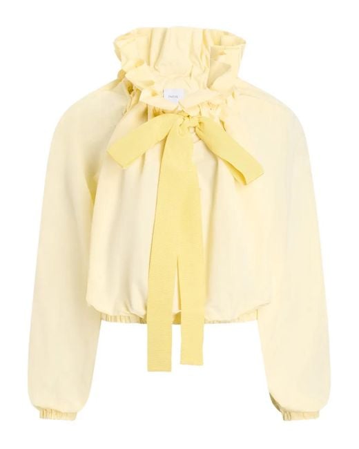 Patou Yellow Ruffled Tie-Neck Top