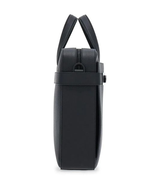 Ferragamo Black Gancini-Buckle Leather Laptop Bag for men