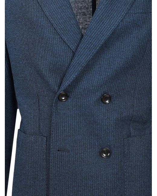 Al Duca D'aosta Blue Double-Breasted Blazer for men