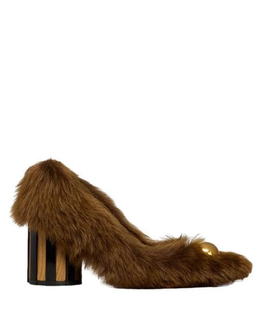 AMI Brown 100Mm Embellished Pointed Toe Heel