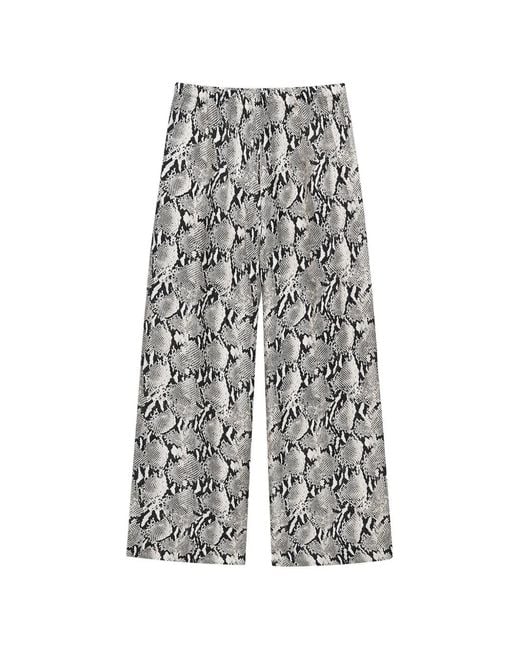 Anine Bing White Pantalon Roslin À Imprimé Peau De Python