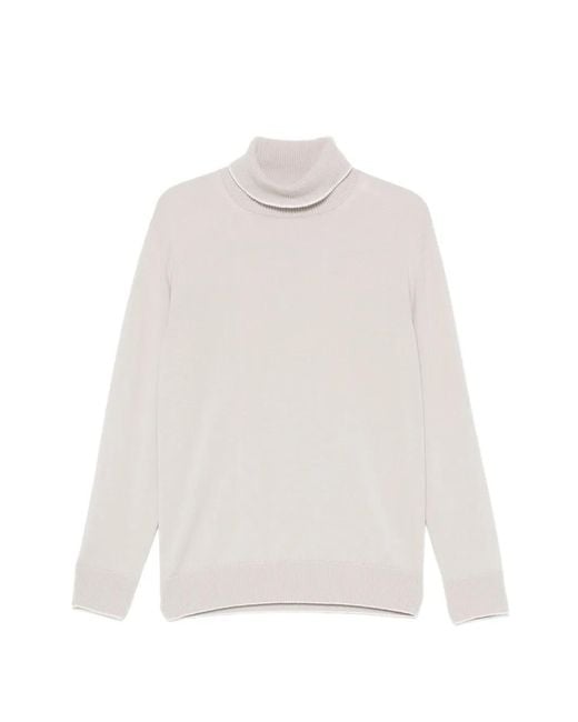 Eleventy White Roll-Neck Cashmere Sweater for men