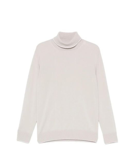 Eleventy White Roll-Neck Cashmere Sweater for men