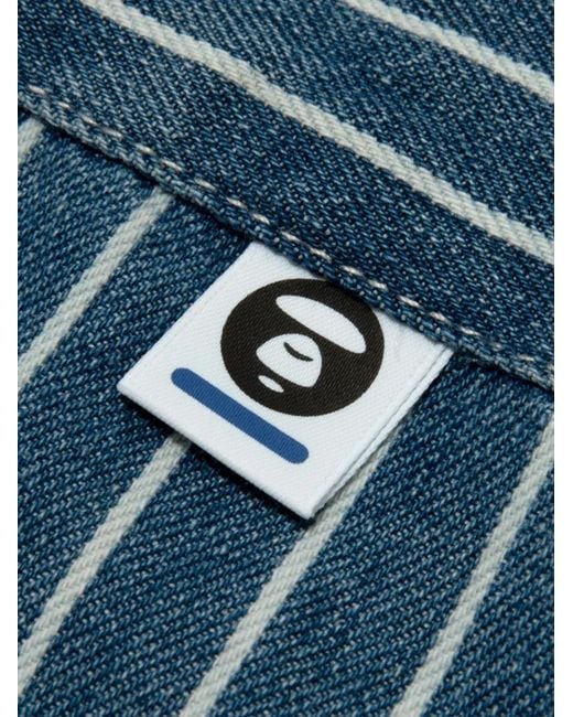 Aape By A Bathing Ape Blue Striped Button Shirt for men
