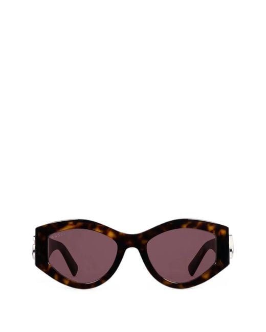Gucci Purple Oval-Frame Tortoiseshell Sunglasses