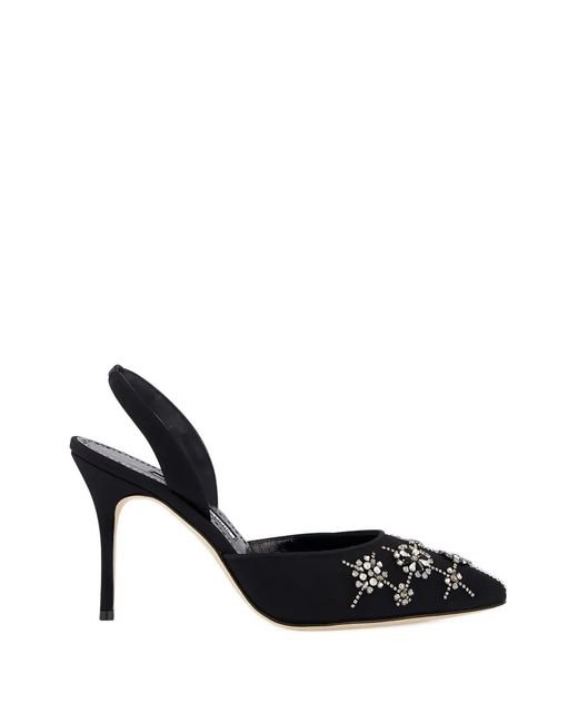Manolo Blahnik Black Crystal-Embellished Stiletto Pumps