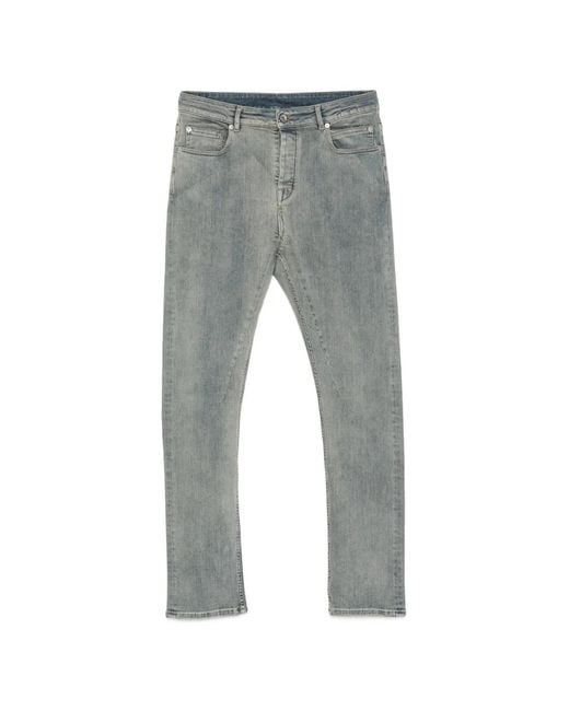 Rick Owens Gray Detroit Faded-Effect Five-Pocket Jeans for men