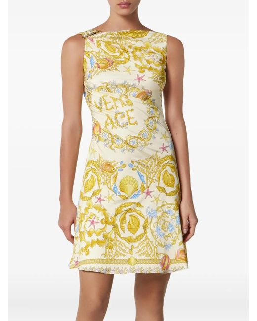 Versace Metallic Underwater Barocco Minikleid