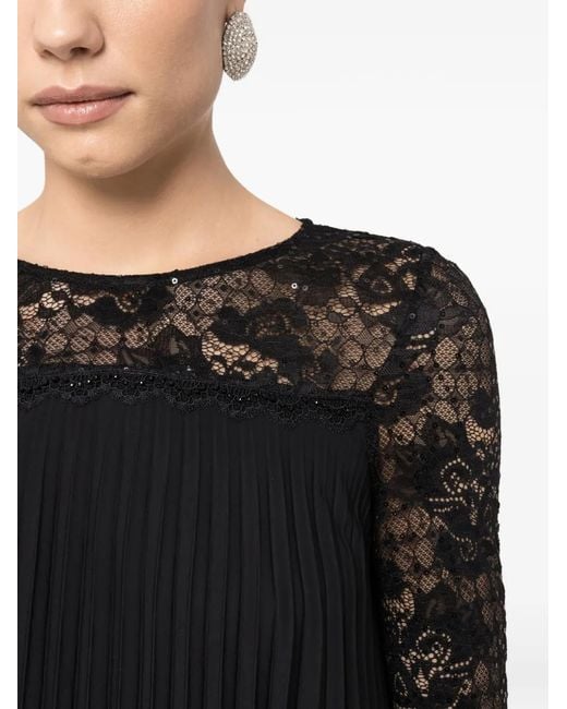 Nissa Black Pleated Midi Dress