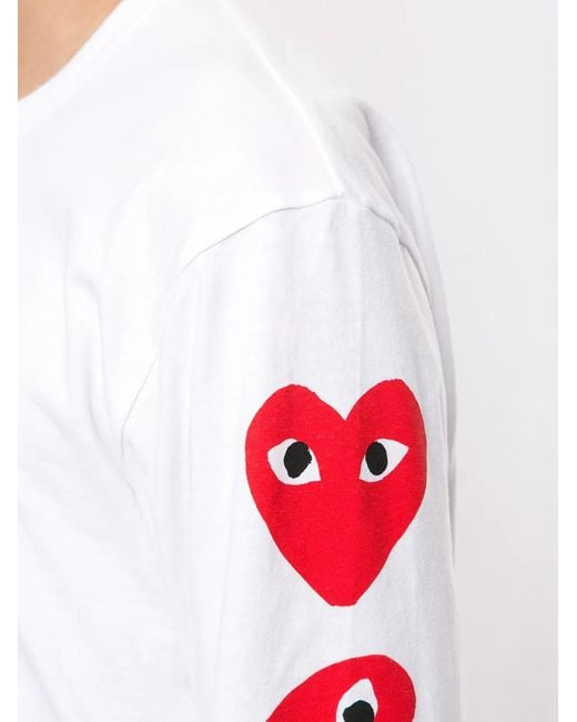 COMME DES GARÇONS PLAY White Almond-Eye Long-Sleeved T-Shirt for men
