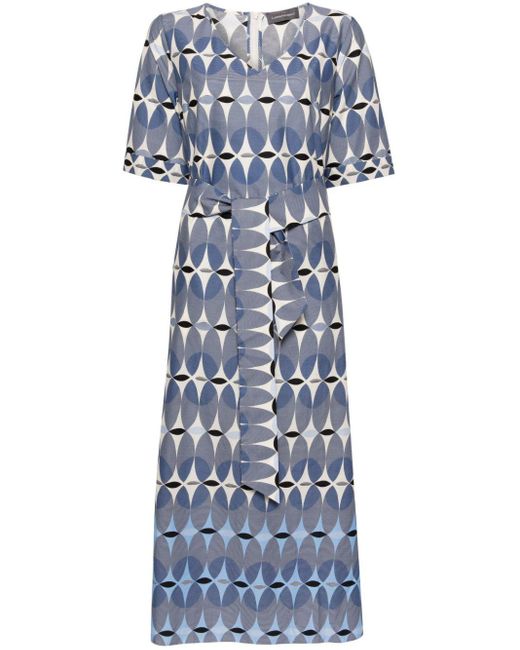 Lorena Antoniazzi Blue Geometric-print Midi Dress