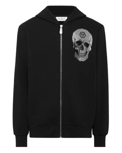 Sudadera con capucha y cremallera Philipp Plein de hombre de color Black