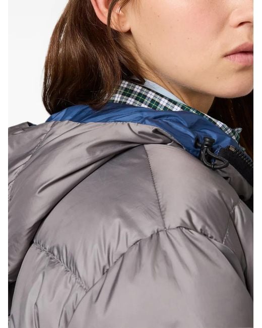 Miu Miu Gray Light Pongé Down Hoodie Jacket