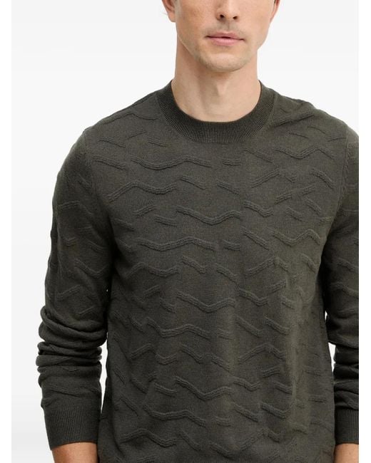 ARMANI EXCHANGE Gray Patterned Crew-Neck Sweater for men