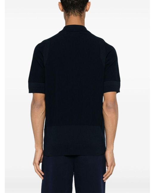 Stone Island Black Knitted Cotton Polo Shirt for men