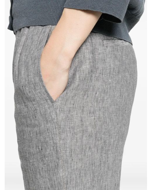 Peserico Gray Elasticated-Waistband Tapered Trousers